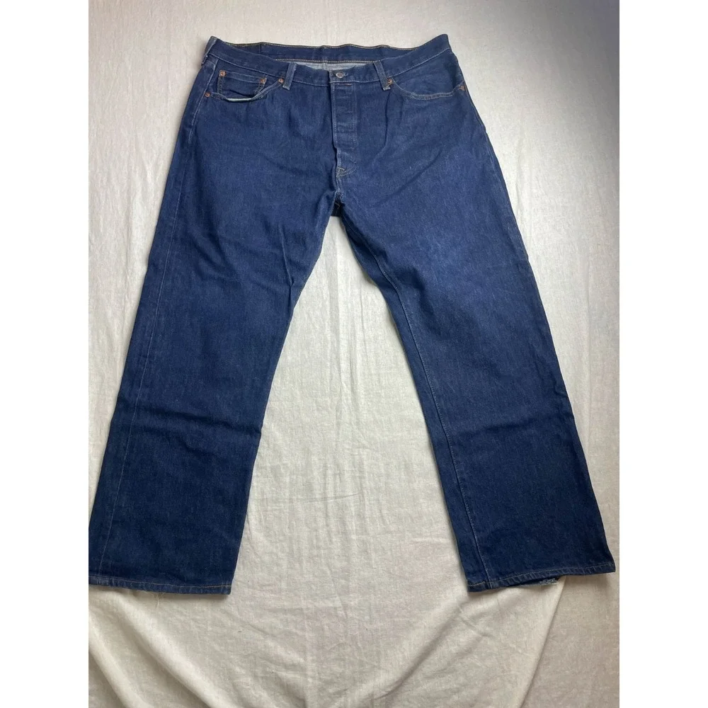 Levi's 501 Original Fit Jeans Mens 40x30 Dark Wash Blue Button Fly Denim Classic